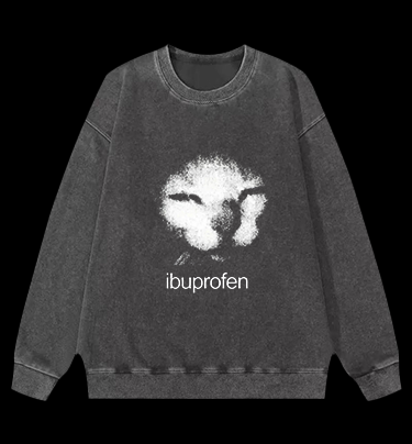 Ibuprofen Cat Vintage Washed 100% Cotton Sweatshirt