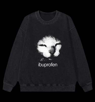 Ibuprofen Cat Vintage Washed 100% Cotton Sweatshirt