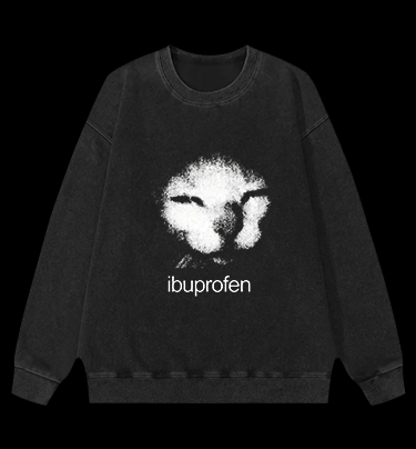 Ibuprofen Cat Vintage Washed 100% Cotton Sweatshirt