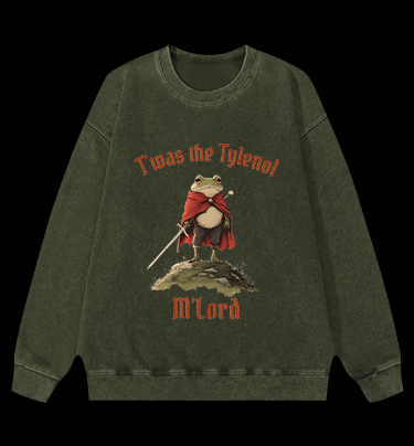 Toas M'Lord Frog Knight Vintage Washed 100% Cotton Sweatshirt