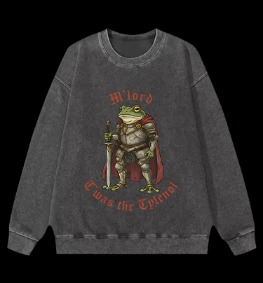 Toas the Tylenol M'Lord Frog Knight Vintage Washed 100% Cotton Sweatshirt