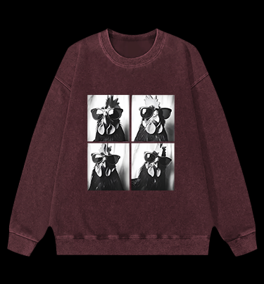 Gogglehead Chicken Vintage Washed 100% Cotton Sweatshirt