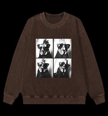 Gogglehead Chicken Vintage Washed 100% Cotton Sweatshirt
