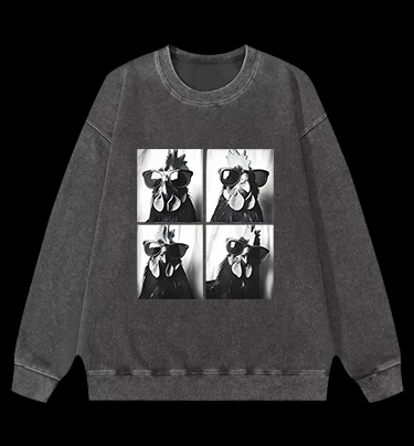 Gogglehead Chicken Vintage Washed 100% Cotton Sweatshirt