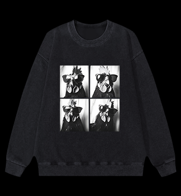 Gogglehead Chicken Vintage Washed 100% Cotton Sweatshirt