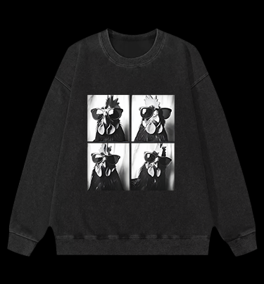 Gogglehead Chicken Vintage Washed 100% Cotton Sweatshirt