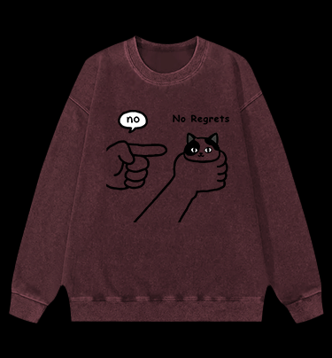 No Regrets Cat Vintage Washed 100% Cotton Sweatshirt