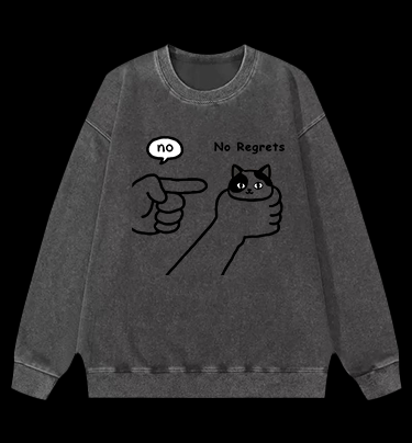 No Regrets Cat Vintage Washed 100% Cotton Sweatshirt