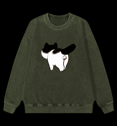 Cow Cat's Arse Vintage Washed 100% Cotton Sweatshirt