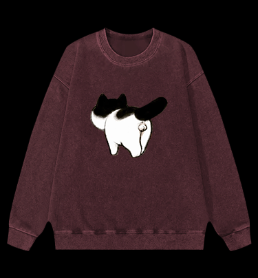Cow Cat's Arse Vintage Washed 100% Cotton Sweatshirt