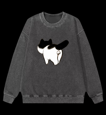 Cow Cat's Arse Vintage Washed 100% Cotton Sweatshirt