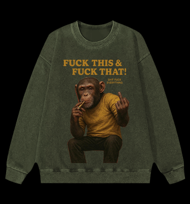 Monkey’s Disdainful Look Vintage Washed 100% Cotton Sweatshirt