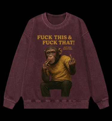 Monkey’s Disdainful Look Vintage Washed 100% Cotton Sweatshirt