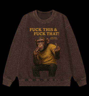 Monkey’s Disdainful Look Vintage Washed 100% Cotton Sweatshirt