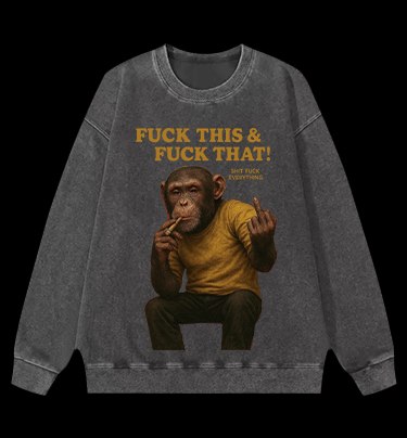 Monkey’s Disdainful Look Vintage Washed 100% Cotton Sweatshirt