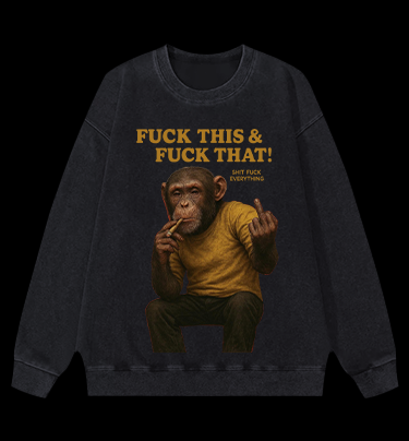 Monkey’s Disdainful Look Vintage Washed 100% Cotton Sweatshirt