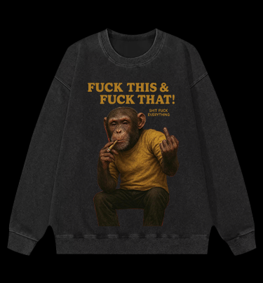 Monkey’s Disdainful Look Vintage Washed 100% Cotton Sweatshirt