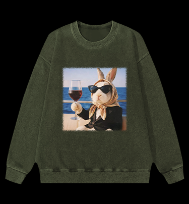 A Rabbit's Greeting Vintage Washed 100% Cotton Sweatshirt
