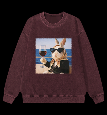 A Rabbit's Greeting Vintage Washed 100% Cotton Sweatshirt