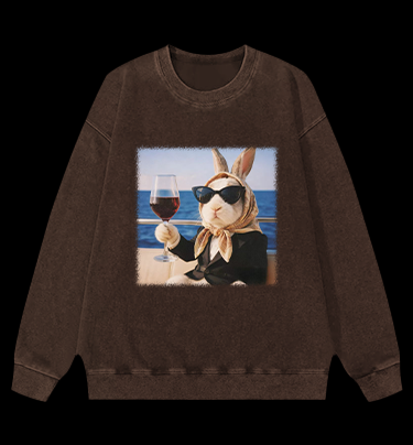 A Rabbit's Greeting Vintage Washed 100% Cotton Sweatshirt