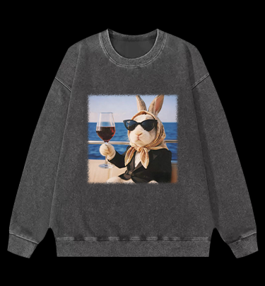 A Rabbit's Greeting Vintage Washed 100% Cotton Sweatshirt