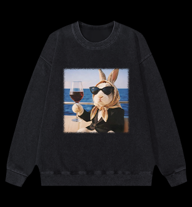 A Rabbit's Greeting Vintage Washed 100% Cotton Sweatshirt
