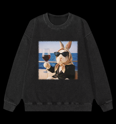 A Rabbit's Greeting Vintage Washed 100% Cotton Sweatshirt