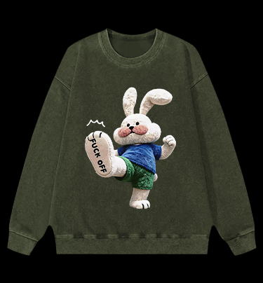 Rabbit: FUCK OFF Vintage Washed 100% Cotton Sweatshirt