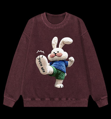 Rabbit: FUCK OFF Vintage Washed 100% Cotton Sweatshirt