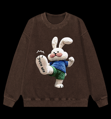 Rabbit: FUCK OFF Vintage Washed 100% Cotton Sweatshirt