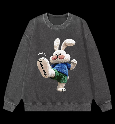 Rabbit: FUCK OFF Vintage Washed 100% Cotton Sweatshirt