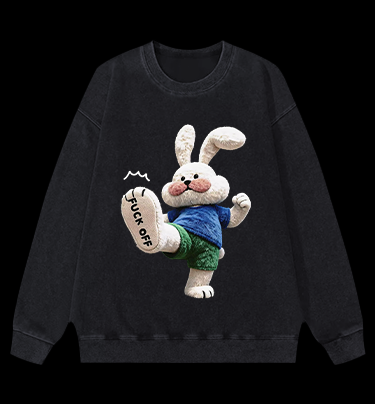 Rabbit: FUCK OFF Vintage Washed 100% Cotton Sweatshirt