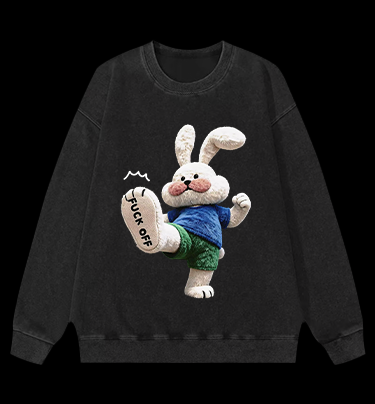 Rabbit: FUCK OFF Vintage Washed 100% Cotton Sweatshirt