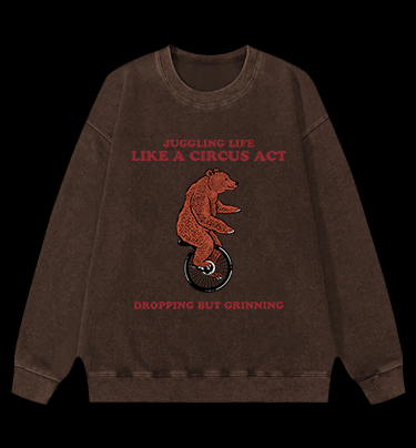 The Circus's Theatrical Bear Vintage Washed 100% Cotton Sweatshirt