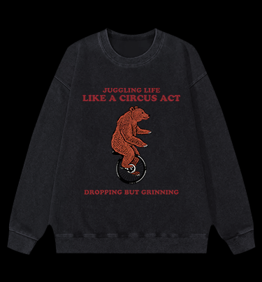 The Circus's Theatrical Bear Vintage Washed 100% Cotton Sweatshirt