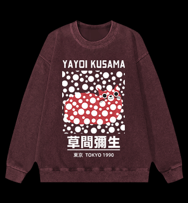 Yayoi Kusama's Cat Vintage Washed 100% Cotton Sweatshirt