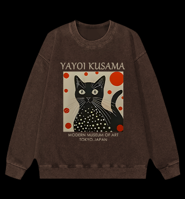 The Cat of Yayoi Kusama Vintage Washed 100% Cotton Sweatshirt