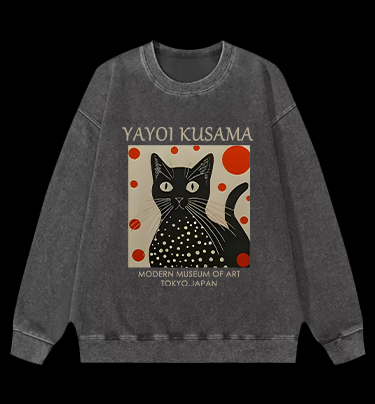 The Cat of Yayoi Kusama Vintage Washed 100% Cotton Sweatshirt