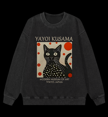 The Cat of Yayoi Kusama Vintage Washed 100% Cotton Sweatshirt