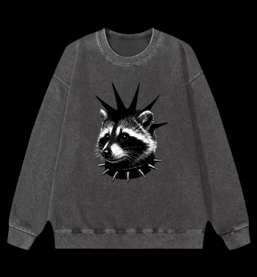 Punk Raccoon Vintage Washed 100% Cotton Sweatshirt