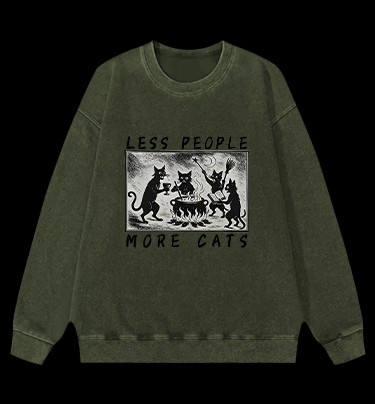 Gothic Magical Cats Vintage Washed 100% Cotton Sweatshirt