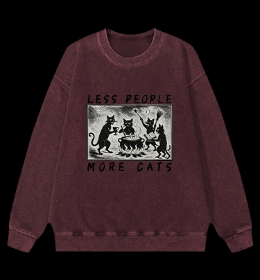 Gothic Magical Cats Vintage Washed 100% Cotton Sweatshirt