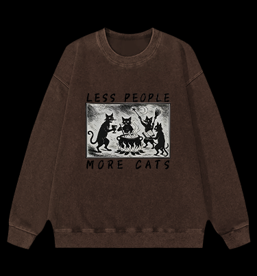 Gothic Magical Cats Vintage Washed 100% Cotton Sweatshirt