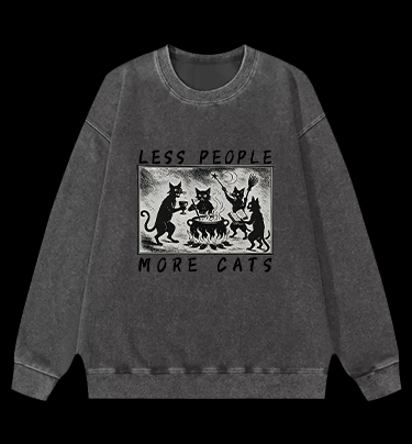 Gothic Magical Cats Vintage Washed 100% Cotton Sweatshirt