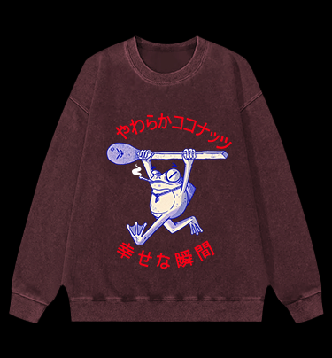 Frog's Happy Moment Vintage Washed 100% Cotton Sweatshirt