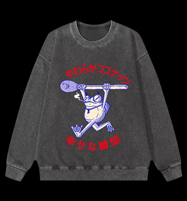 Frog's Happy Moment Vintage Washed 100% Cotton Sweatshirt