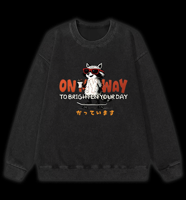 On My Way Raccoon Vintage Washed 100% Cotton Sweatshirt