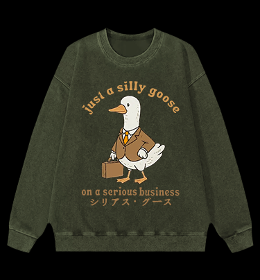 Just A Silly Goose Vintage Washed 100% Cotton Sweatshirt