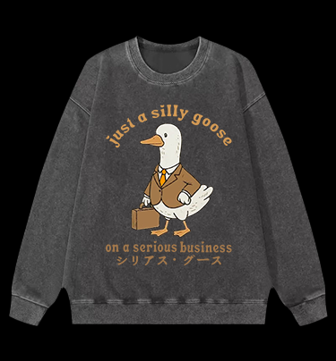 Just A Silly Goose Vintage Washed 100% Cotton Sweatshirt