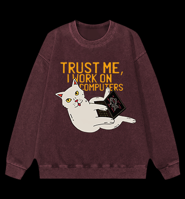 Trust Me Cat Vintage Washed 100% Cotton Sweatshirt
